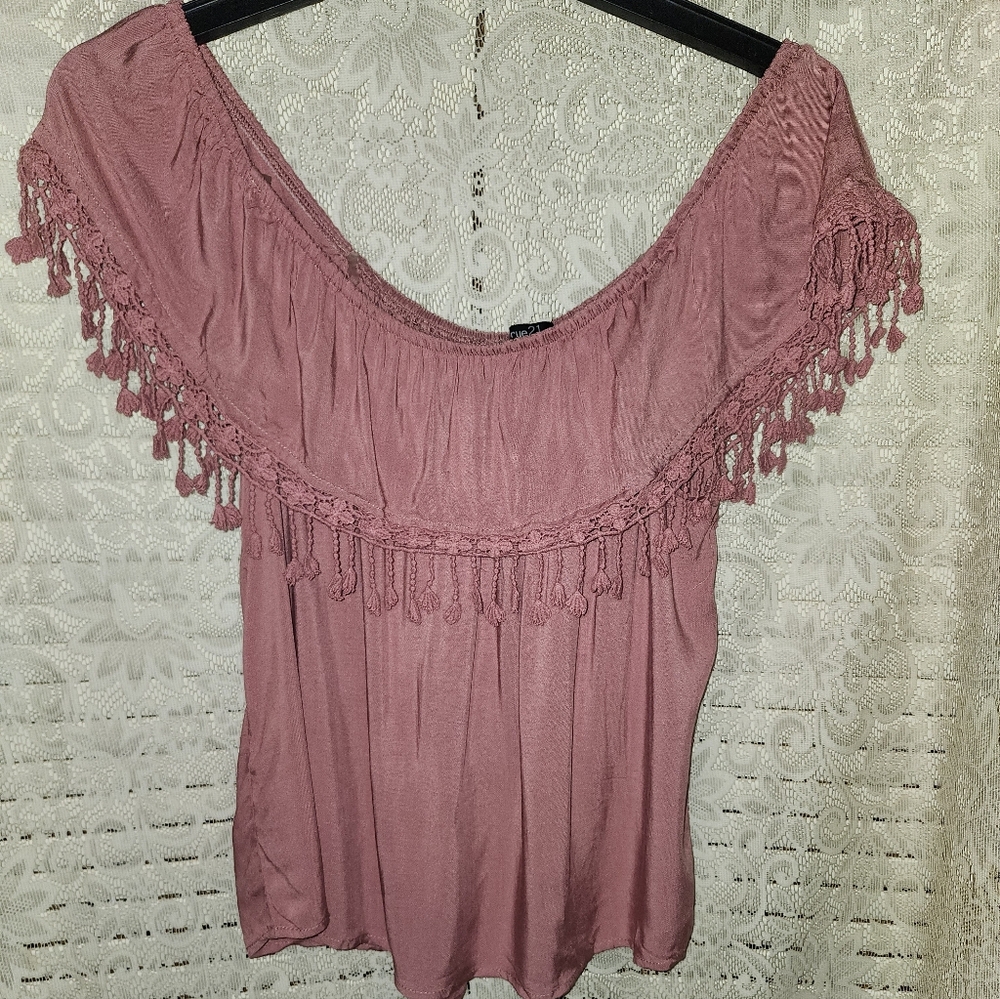 RUE 21 Elegant Mauve Off-Shoulder Women's Top